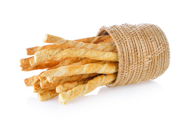 bread stick with sesame on white background