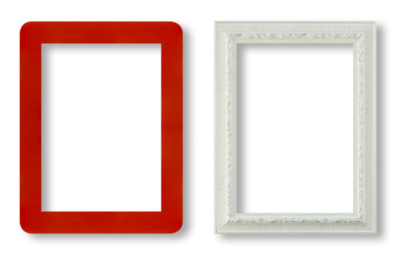 red frame and white frame on white background