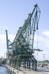 Cargo port  with cranes, Europe in sunny day