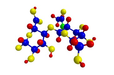 Molecular structure of hyaluronic acid, 3D rendering