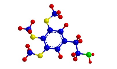 Molecular structure of Mescaline, 3D rendering