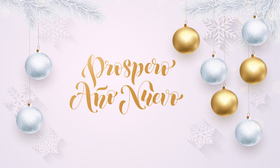 Spanish New Year Prospero Ano Nuevo white decoration golden greeting