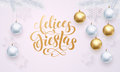 Spanish Happy Holidays Felices Fiestas golden white decoration ornament greeting