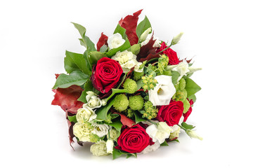 Bouquet of red roses isolated on white