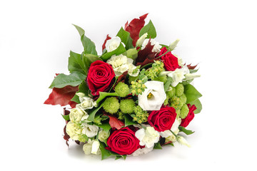 Bouquet of red roses isolated on white