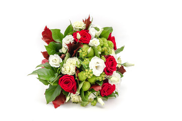Bouquet of red roses isolated on white
