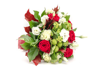 Bouquet of red roses isolated on white