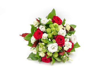 Fototapeta na wymiar Bouquet of red roses isolated on white