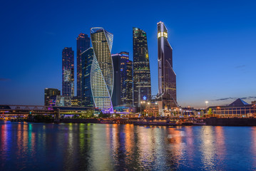 Obraz na płótnie Canvas Night view of the Moscow City Tower
