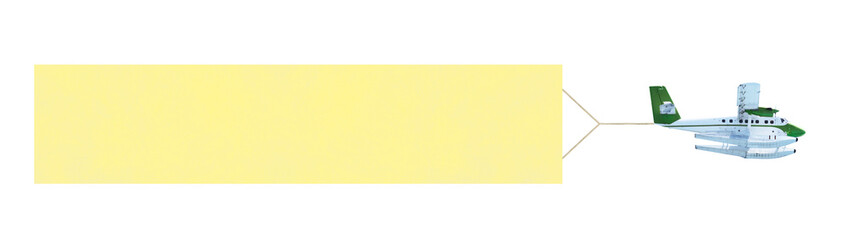 Flying airplane and banner