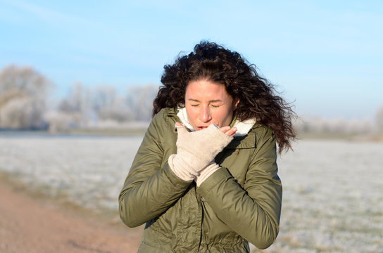 Young woman with a seasonal cold and flu