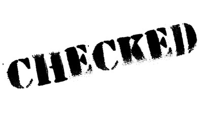 Checked stamp. Grunge design with dust scratches. Effects can be easily removed for a clean, crisp look. Color is easily changed. rubber grunge