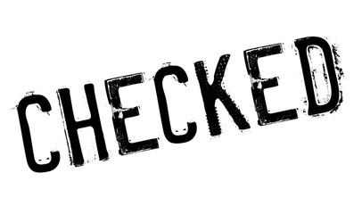 Checked stamp. Grunge design with dust scratches. Effects can be easily removed for a clean, crisp look. Color is easily changed. rubber grunge