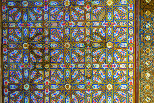 Detail Of Ceiling Situated Inside Of The Real Alcazar Palace In The Spanish City Sevilla