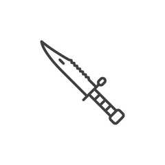 Knife bayonet line icon, outline vector sign, linear pictogram isolated on white. Cold steel arms symbol, logo illustration