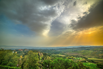 colorful sunset in Tuscany