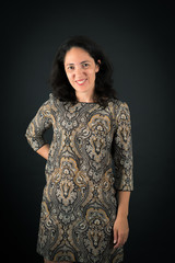 Beautiful woman doing different expressions in different sets of clothes: smile