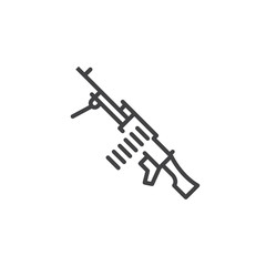 Machine gun line icon, outline vector sign, linear pictogram isolated on white. Symbol, logo illustration