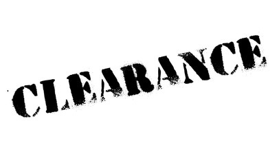 Clearance stamp. Grunge design with dust scratches. Effects can be easily removed for a clean, crisp look. Color is easily changed. rubber grunge