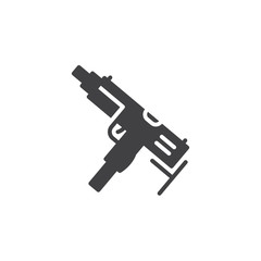 Obraz premium Submachine gun icon vector, filled flat sign, solid pictogram isolated on white. Symbol, logo illustration