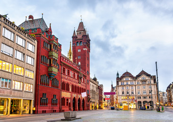 Rathaus, Basel Town Hall - Switzerland - obrazy, fototapety, plakaty