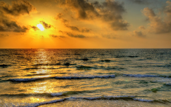 Sunset over the Mediterranean Sea off the coast of Tel Aviv