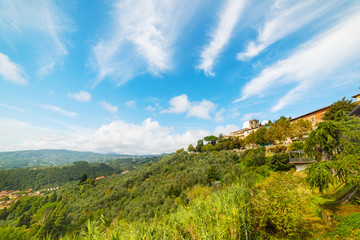 Naklejka premium Blue sky over Montecatini