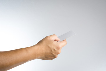 Hand hold blank card or paper