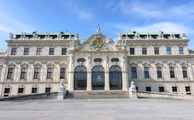 Obraz premium Photo front view on upper belvedere palace, vienna, austria