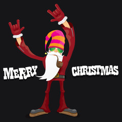 vector biker santa claus with smoking pipe.