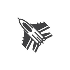 Jet fighter aircraft icon vector, filled flat sign, solid pictogram isolated on white. Symbol, logo illustration