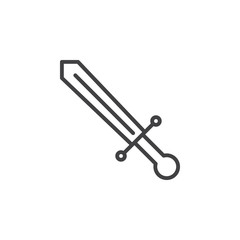 Sword line icon, outline vector sign, linear pictogram isolated on white. Symbol, logo illustration