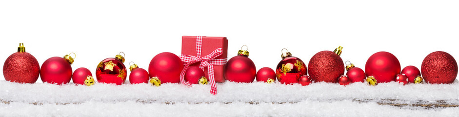 Christmas background with decorations and gift box, isolated
