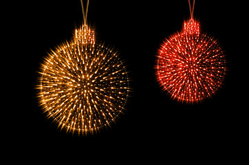 Christmas decoration balls sparkling red and gold color