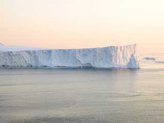 Huge icebergs on arctic ocean at north pole