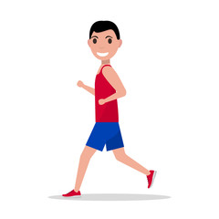 Vector cartoon man running jogging