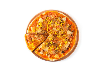 Fresh pizza isolated on white background