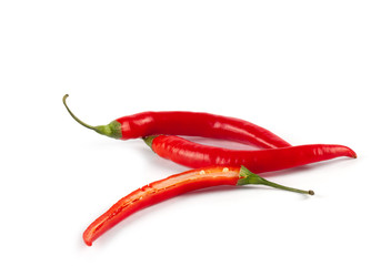 Red fresh chili isolated on white background