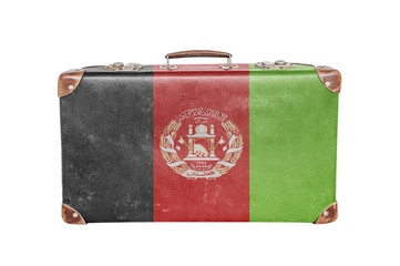 Vintage suitcase with Afghanistan flag