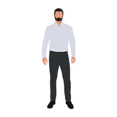 Man in light blue shirt standing. Business man vector illustrati