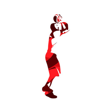 Basketball player, abstract red vector silhouette