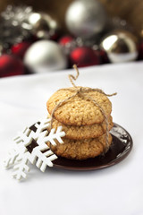 Homemade oat cookies baked for New Year holidays