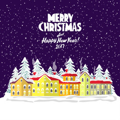 Fototapeta na wymiar Merry christmas card. Vector illustration. Happy new year