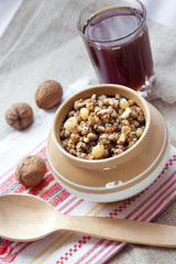 Kutia - sweet grain pudding, the traditional first dish of Christmas Eve supper served in Eastern European countries