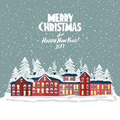 Merry christmas card. Vector illustration. Happy new year