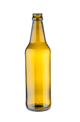 Empty beer bottle isolated on white background
