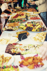 Table setting for banquet, toned