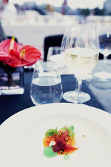 Chili crab cooked in a modern way, toned