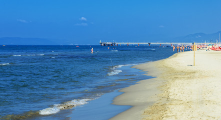 Strand Sandstrand Ligurisches Meer Marina di Pietrasanta