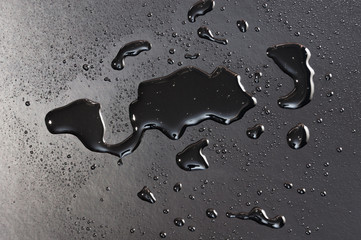 Water Droplets On Black Background. Abstract Surface For Web Banner.